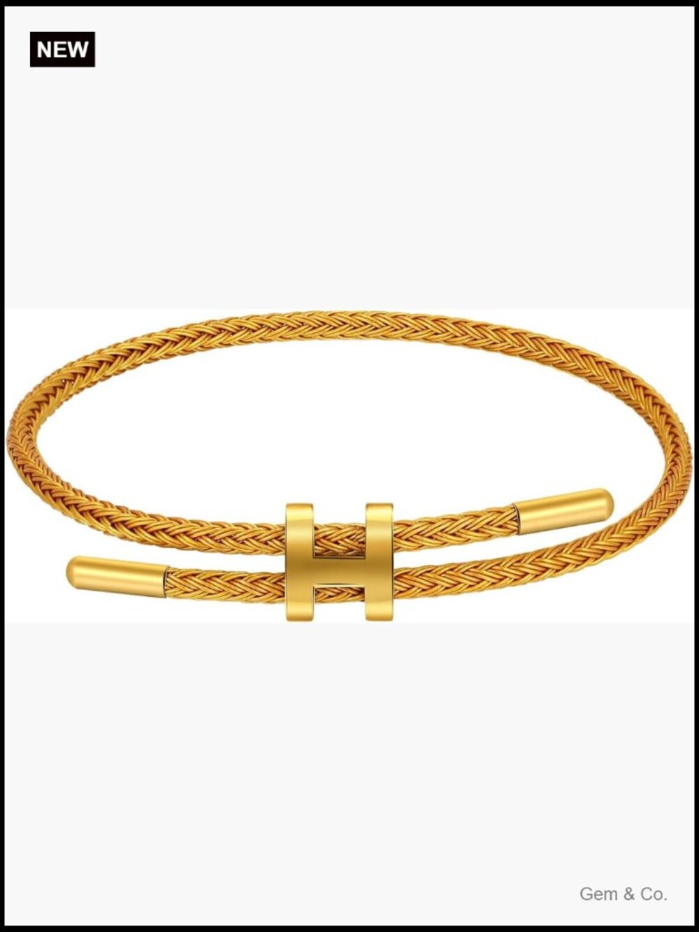 18K Gold Plated Adjustable Titanium Steel Charm Bracelet Women Gift